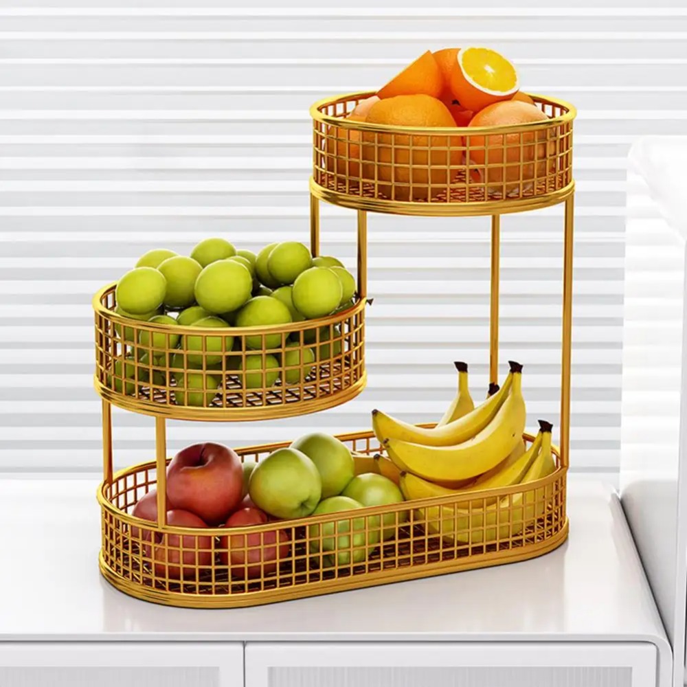 Food Drink Snacks - สามชั้นตะกร้าผลไม้ห้องนั่งเล่นจัดเก็บขนมผลไม้จานขนมเคาน์เตอร์ครัวตะกร้าลวดชามขาตั้ง