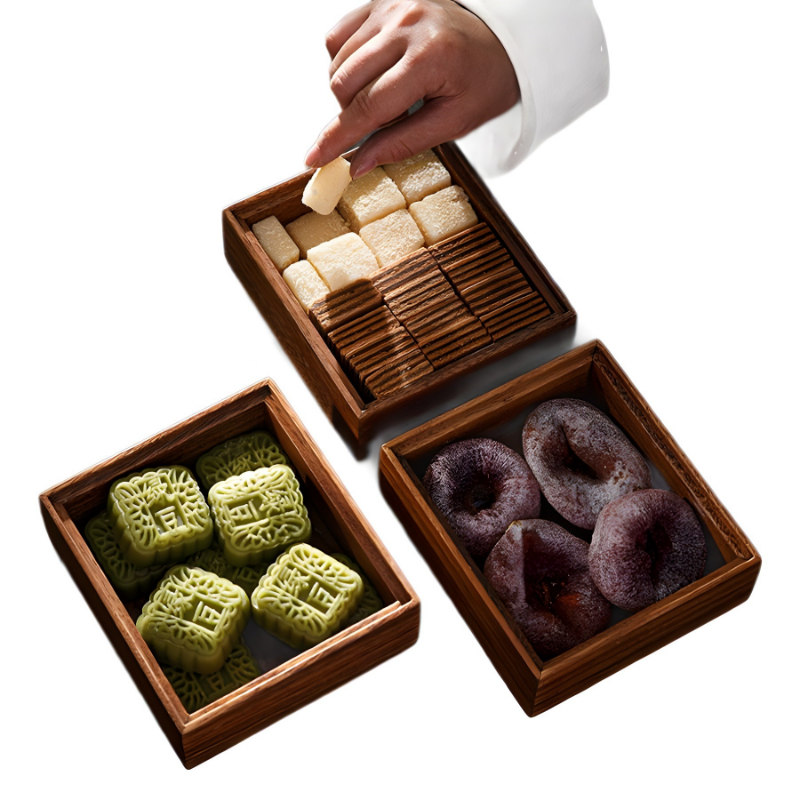 Snacks Food Gift Baskets - กล่องอาหารสไตล์มินิมอลแบบญี่ปุ่น ถาดขนมแบบซ้อนหลายชั้น กล่องของขวัญงานแต่งงาน กล่องเก็บของ กล่องใส่ขนมจีนแบบชั้นสวยงาม