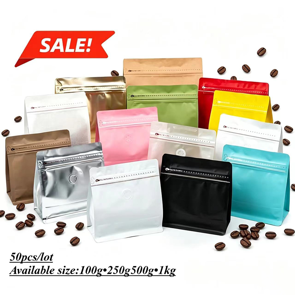 Food Snacks For School - 50pcs Matte Black Mylar อลูมิเนียมฟอยล์ความร้อนซีลถุงกาแฟวาล์ว Resealable