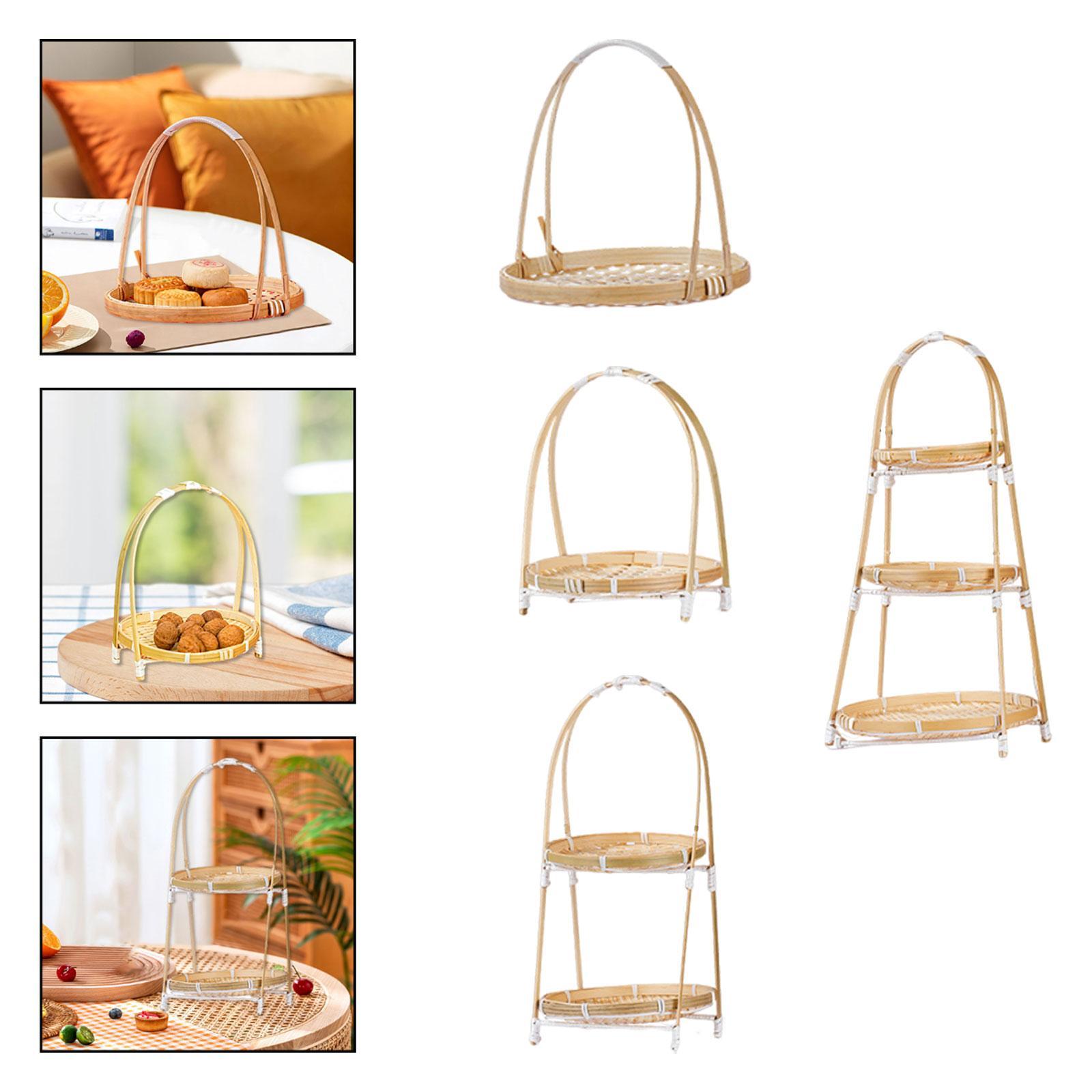 Snacks Food Gift Baskets - ถาดใส่ขนมทำจากไม้ไผ่สาน ตะกร้าใส่อาหารอเนกประสงค์ พร้อมหูหิ้ว สำหรับของขวัญวันเกิด งานปาร์ตี้