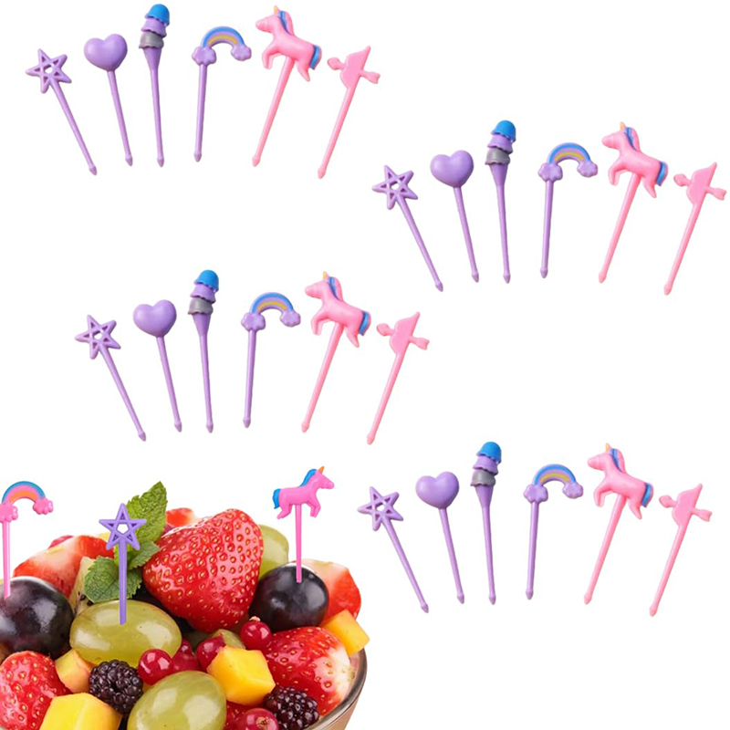 Food Snacks For Kids Party - ส้อมผลไม้สําหรับเด็กเด็กพลาสติก MINI อาหารกล่องอาหารกลางวันอุปกรณ์เสริมนํากลับมาใช้ใหม่ขนมเค้ก Toothpicks PARTY Snack