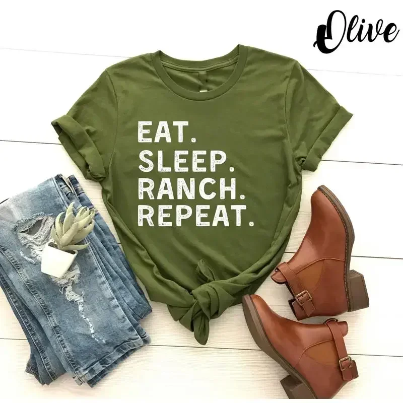 Foody Snacks - Eat Sleep Ranch RepeaT เสื้อยืดตลกๆ สำหรับคนรักการแต่งตัว