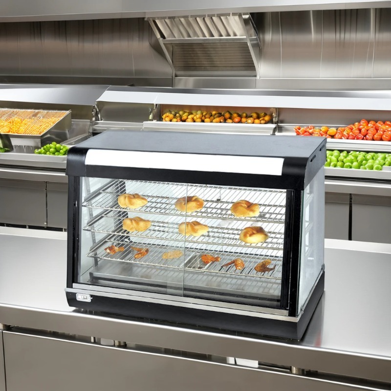 Snacks Food Warmer - ตู้โชว์อาหารอุ่นร้อนแบบกระจกสำหรับใช้ในเชิงพาณิชย์ ตู้โชว์อุ่นอาหารแบบตั้งโต๊ะ เครื่องอุ่นขนม