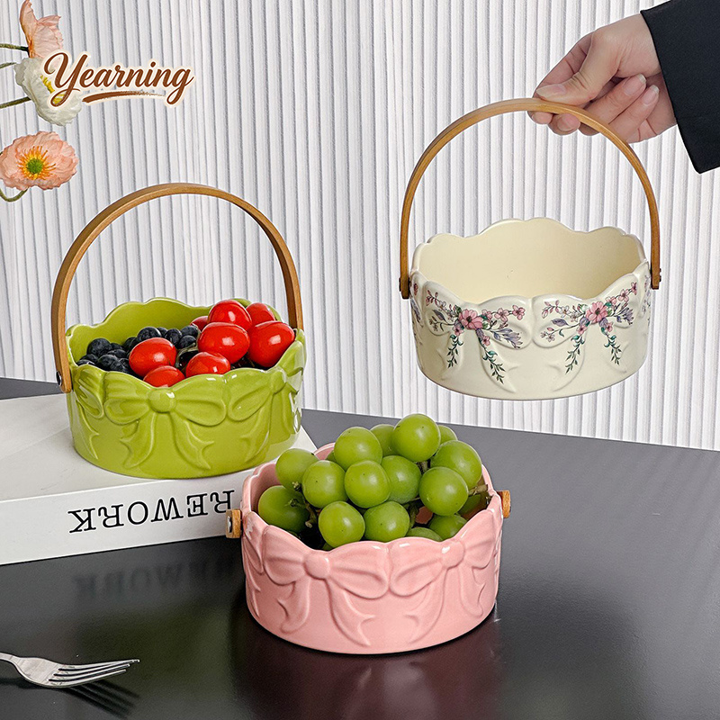 ตะกร้าผลไม้เซรามิคด้ามจับทรงโค - Snacks Food Gift Baskets บทวิจารณ์และราคา