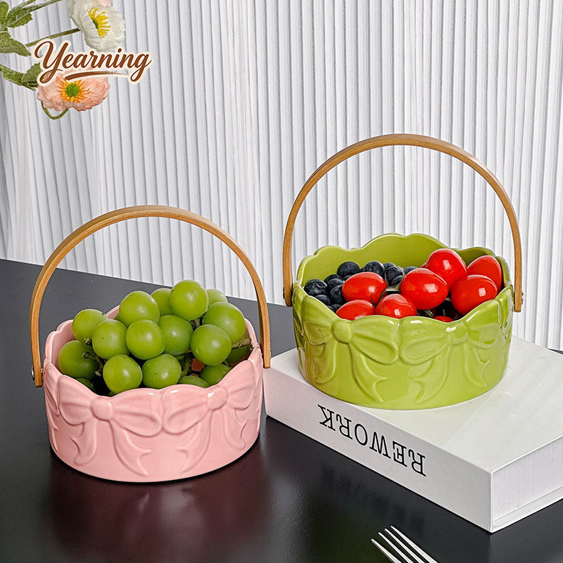ตะกร้าผลไม้เซรามิคด้ามจับทรงโค - Snacks Food Gift Baskets บทวิจารณ์และราคา