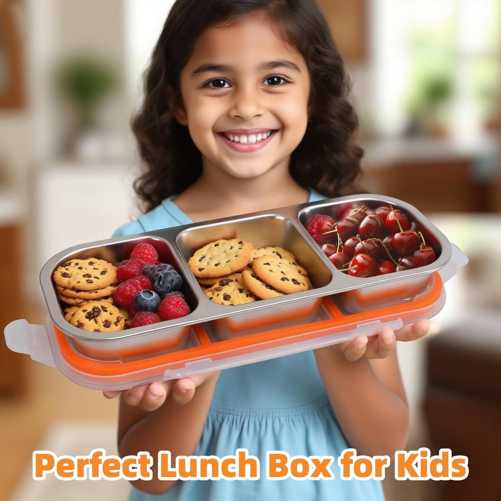 ภาชนะใส่ขนมสแตนเลสพร้อมฝาปิด ก - Food Snacks For School บทวิจารณ์และราคา