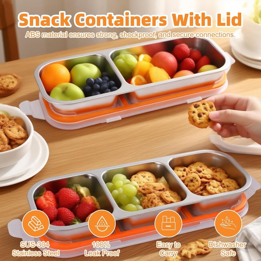 ภาชนะใส่ขนมสแตนเลสพร้อมฝาปิด ก - Food Snacks For School บทวิจารณ์และราคา