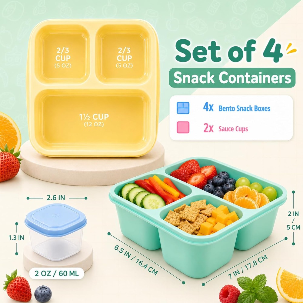 กล่องอาหารเบนโตะ 3 ช่องสำหรับผ - Food Snacks For School บทวิจารณ์และราคา