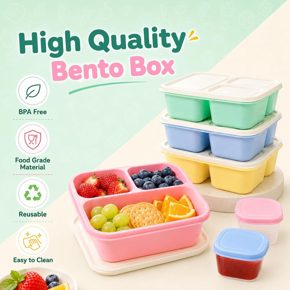 กล่องอาหารเบนโตะ 3 ช่องสำหรับผ - Food Snacks For School บทวิจารณ์และราคา