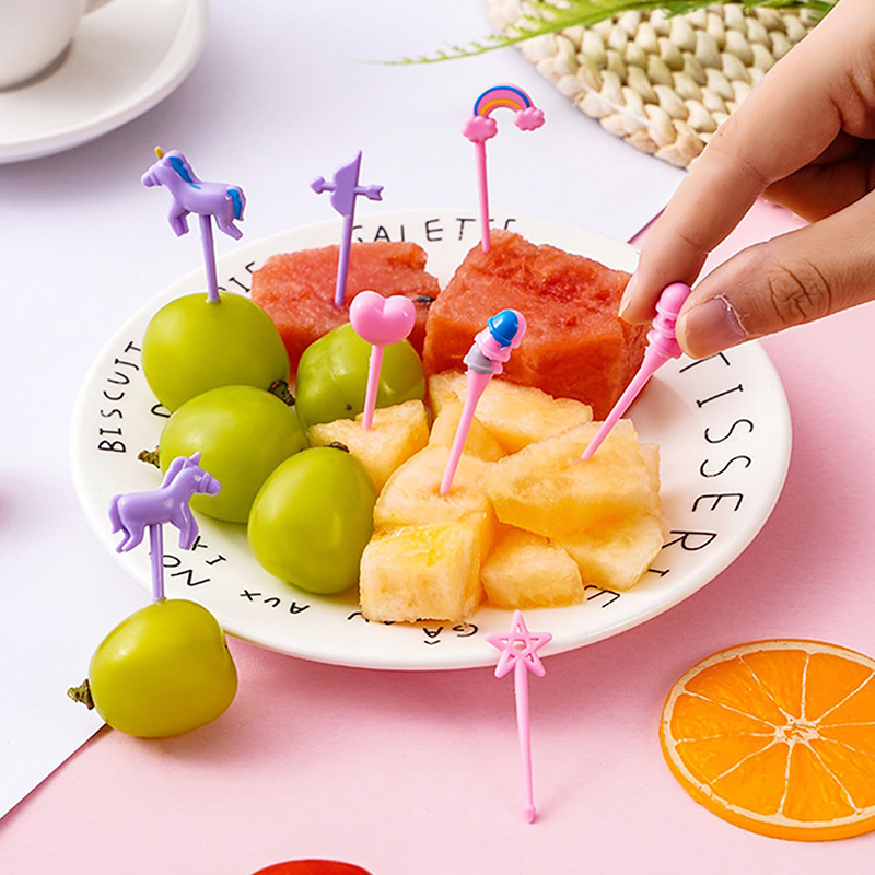 ส้อมผลไม้สําหรับเด็กเด็กพลาสติ - Food Snacks For Kids Party บทวิจารณ์และราคา