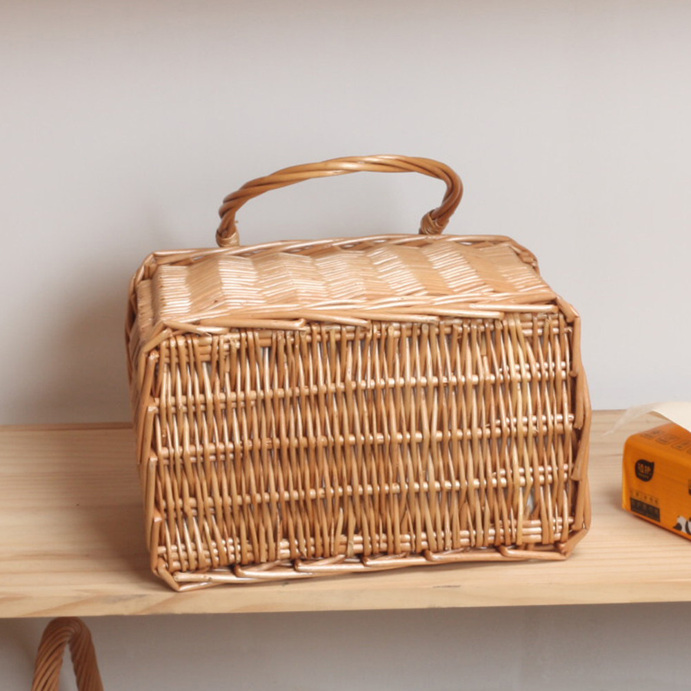 1 ชิ้นตะกร้าเก็บของหวายแบบพกพา - Snacks Food Gift Baskets บทวิจารณ์และราคา