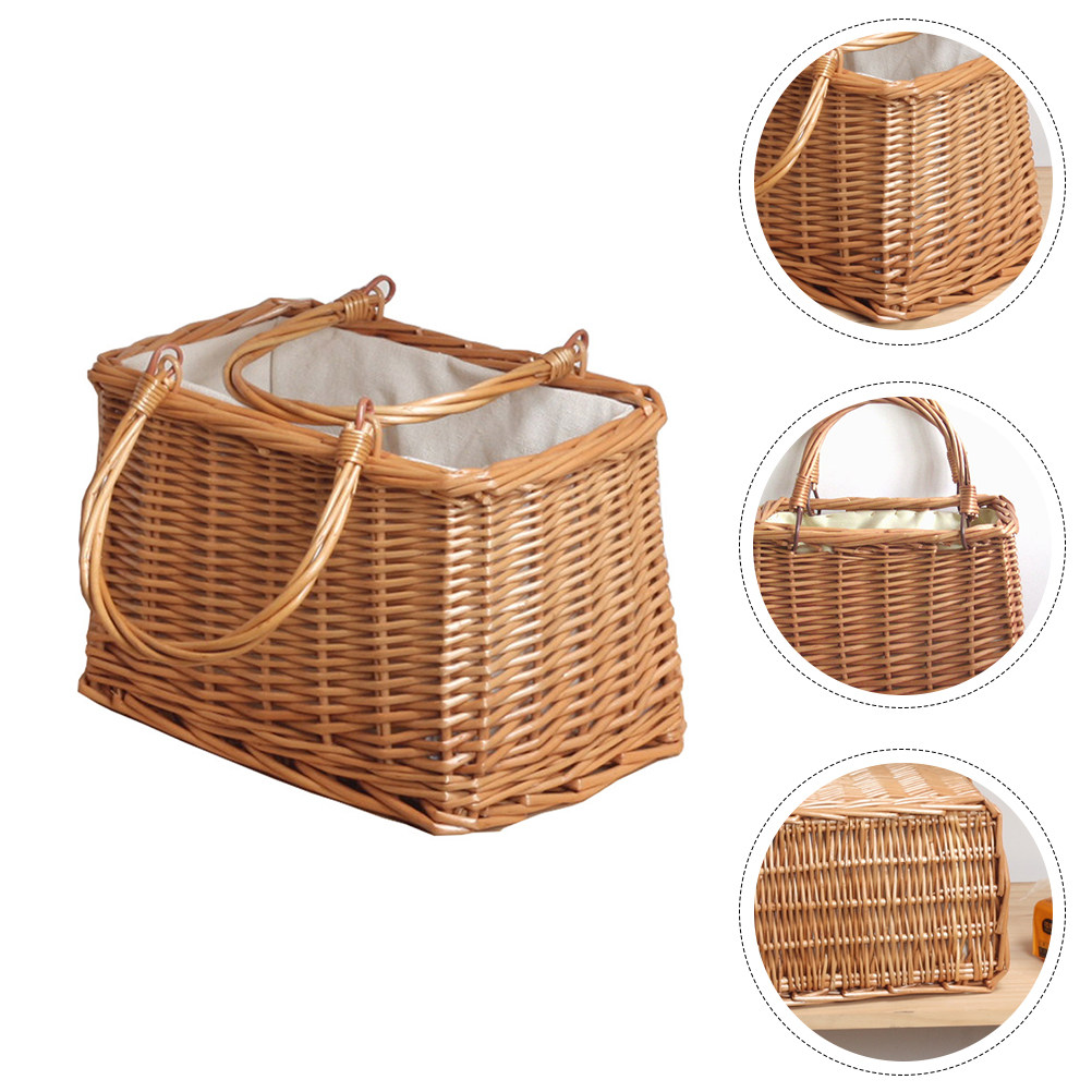 1 ชิ้นตะกร้าเก็บของหวายแบบพกพา - Snacks Food Gift Baskets บทวิจารณ์และราคา