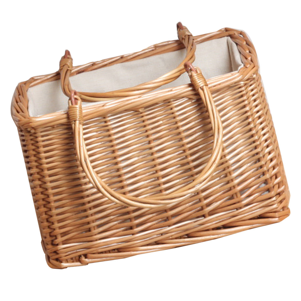1 ชิ้นตะกร้าเก็บของหวายแบบพกพา - Snacks Food Gift Baskets บทวิจารณ์และราคา