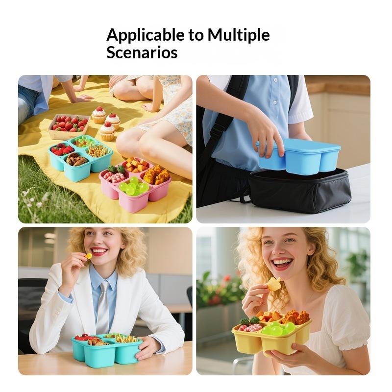 กล่องใส่ขนมซิลิโคนเกรดอาหาร 4  - Food Snacks For School บทวิจารณ์และราคา